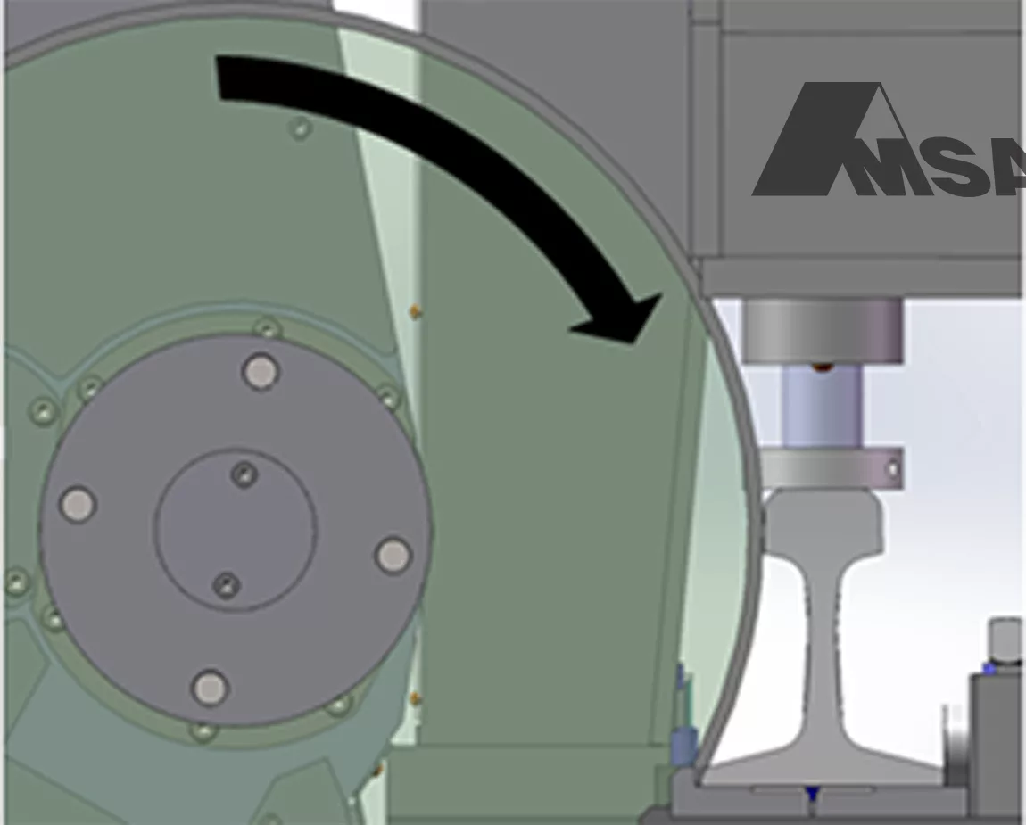 Fig 3a - Typical and correct rail clamping to cut through a large section.