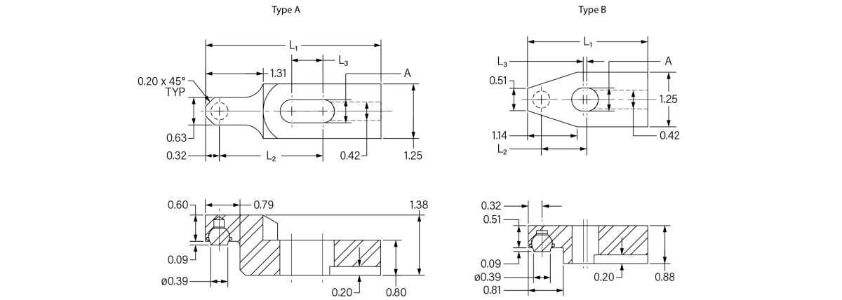 Offset Ball Element Single Clamping Bar Drawing