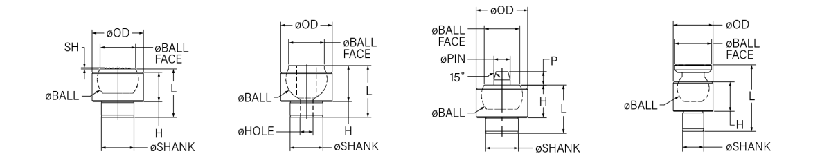 Press Fit Shank Ball Elements Drawing