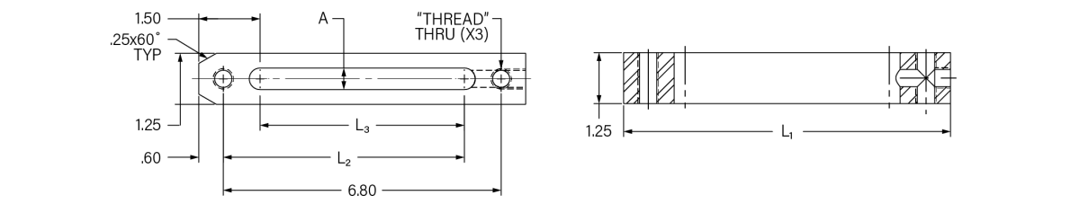 Threaded Single Clamping Bar Drawing
