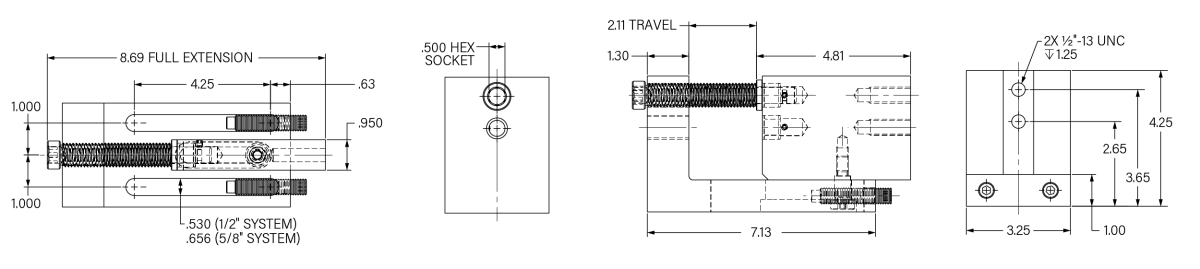 Threaded Linear Clamping Assembly Drawing