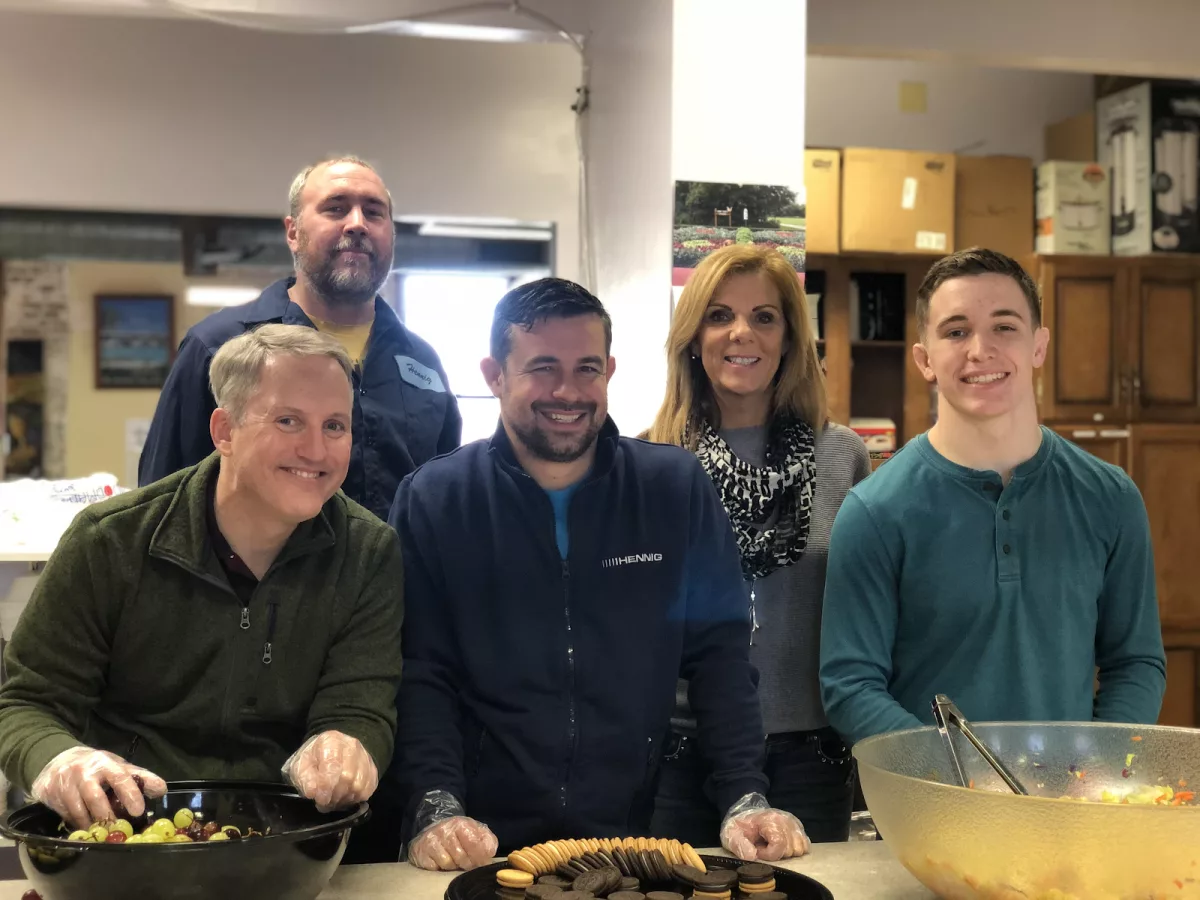 Hennig and AME employees serving lunch on March 6, 2020